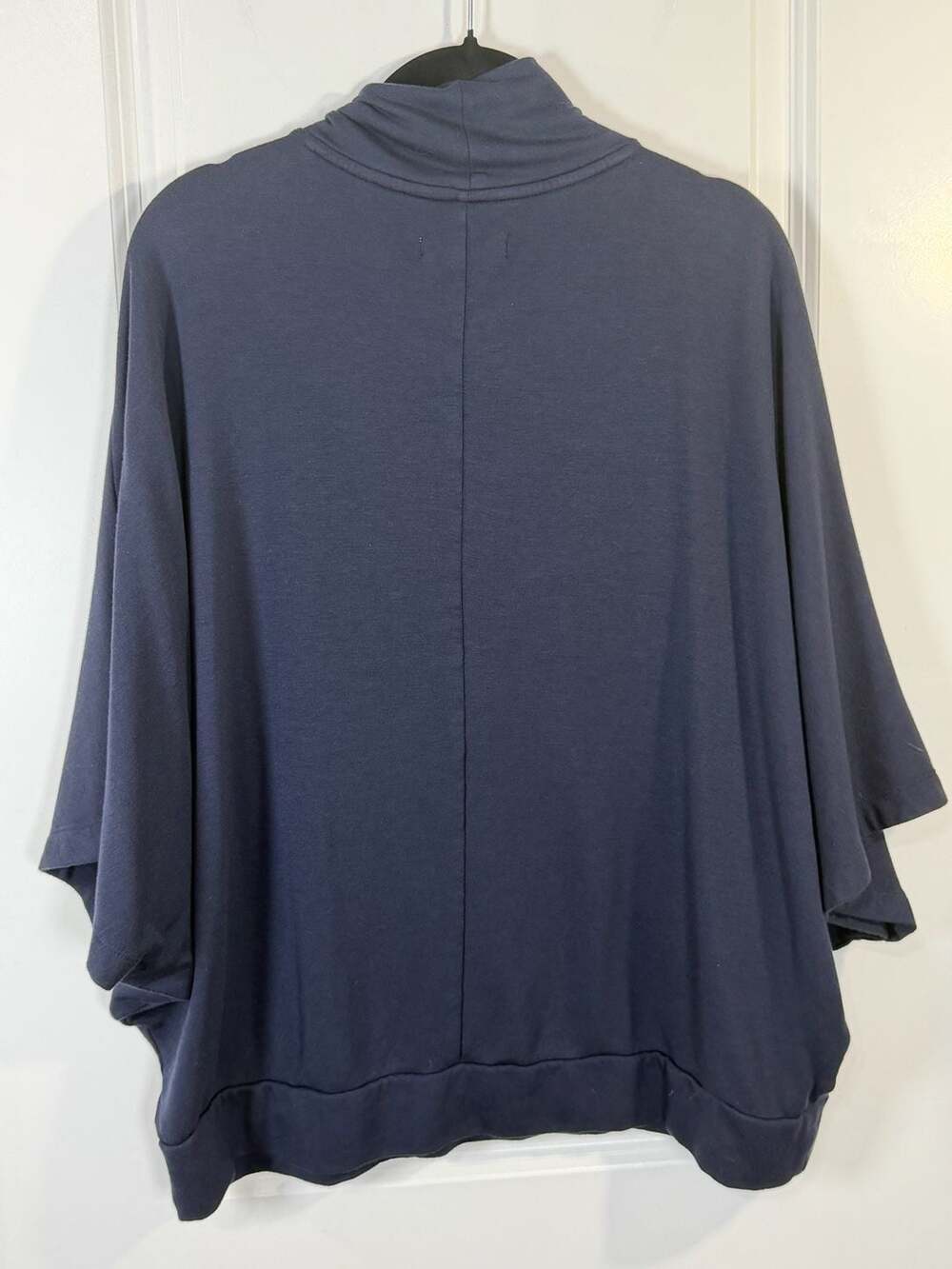 Lou & Grey for LOFT Midnight Blue Soft Dolman Sleeve Turtleneck Poncho - Picture 4 of 5